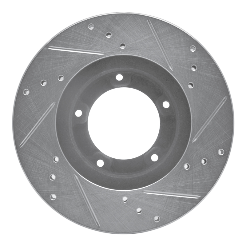 Toyota Tacoma Brake Rotor (1) - Front Left - R1 Concepts - Drilled & Slotted - Silver - `95-`04